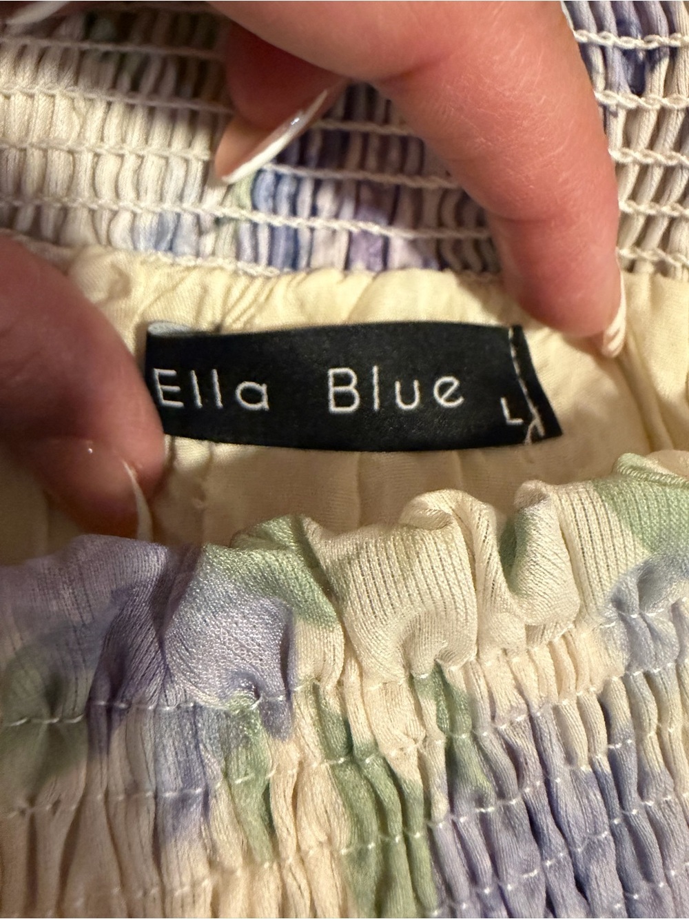 Floral Smocked-Waist Circle Skirt in Lavender and Cream - Picture 4 of 4